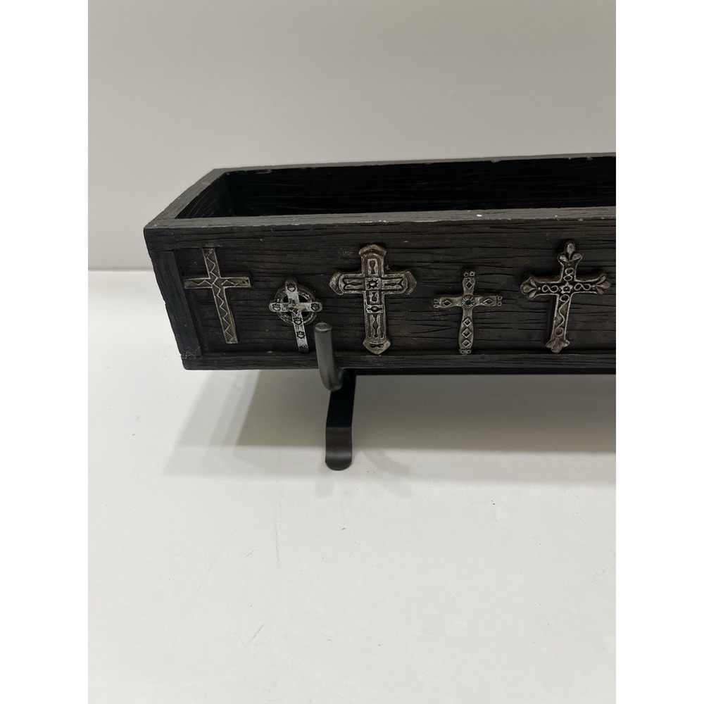 Home Interiors Cross Candle Holder Black Faux Wood Resin Crosses Metal Stand - Picture 7 of 13